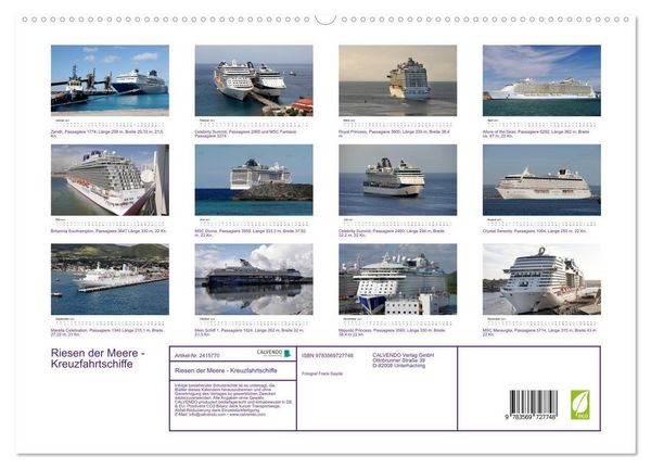Produktbild: Riesen der Meere - Kreuzfahrtschiffe (hochwertiger Premium Wandkalender 2027 DIN A2 quer), Kunstdruck in Hochglanz