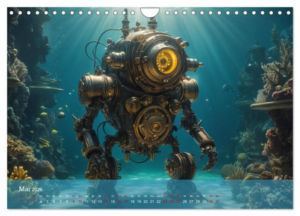 Produktbild: Steampunk - Unterwasser Roboter (Wandkalender 2026 DIN A4 quer), CALVENDO Monatskalender