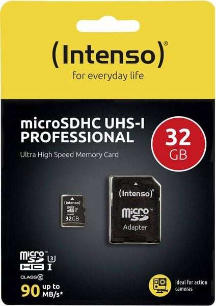Produktbild: Intenso Professional microSDHC-Karte 32 GB Class 10, UHS-I inkl. SD-Adapter