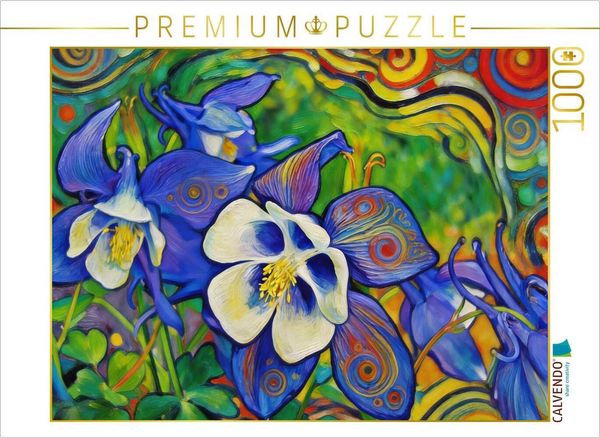CALVENDO Puzzle Akelei im modernen Jugenstil | 1000 Teile Lege-Größe 64x48cm Foto-Puzzle für glückliche Stunden