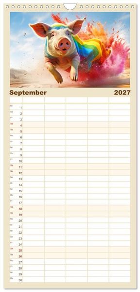 Produktbild: Familienplaner 2027 - Farbsplash in der Tierwelt mit 5 Spalten (Wandkalender, 21 x 45 cm) CALVENDO