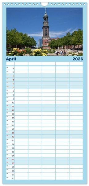 Produktbild: Familienplaner 2026 - Hamburg - Perle an der Elbe mit 5 Spalten (Wandkalender, 21 x 45 cm) CALVENDO
