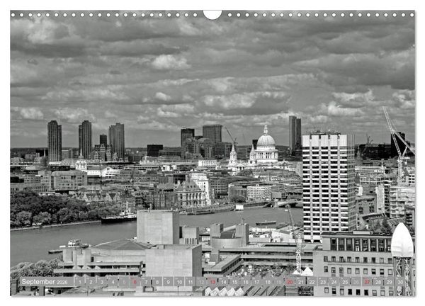 Produktbild: London in Schwarz-Wei&szlig; (Wandkalender 2026 DIN A3 quer), CALVENDO Monatskalender
