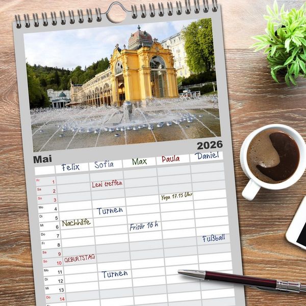 Produktbild: Familienplaner 2026 - Sch&ouml;nes Tschechien - Eine Rundreise mit 5 Spalten (Wandkalender, 21 x 45 cm) CALVENDO
