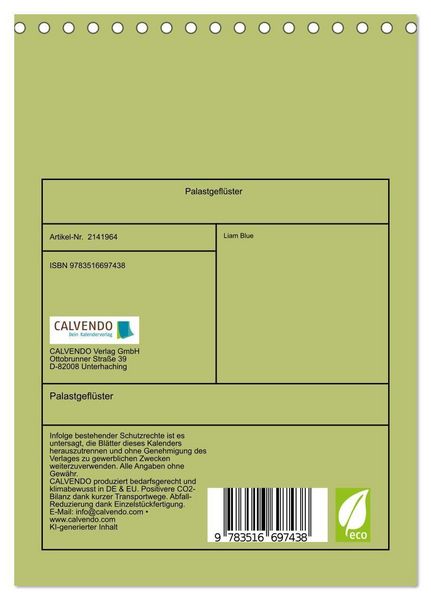 Produktbild: Palastgefl&uuml;ster (Tischkalender 2026 DIN A5 hoch), CALVENDO Monatskalender