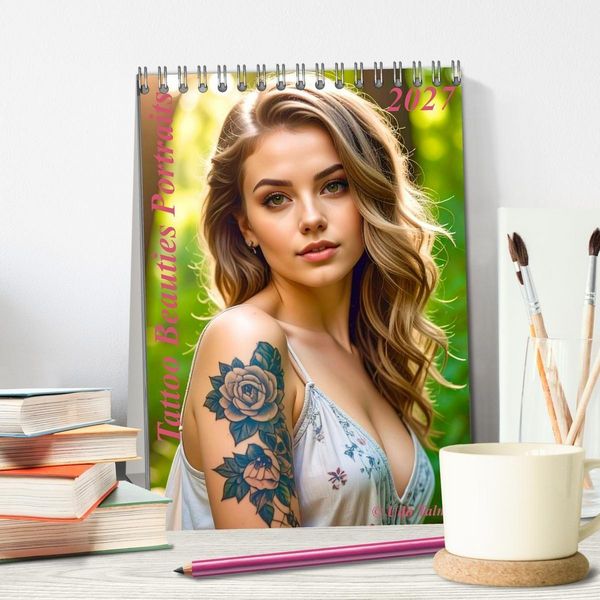 Produktbild: Tattoo Beauties Portraits (Tischkalender 2027 DIN A5 hoch), CALVENDO Monatskalender