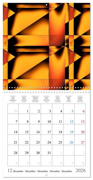 Produktbild: Art abstrait ensoleill&eacute; (Calendrier mural carr&eacute; 2026 30x30 cm) Calendrier double avec une page pour vos prises de notes