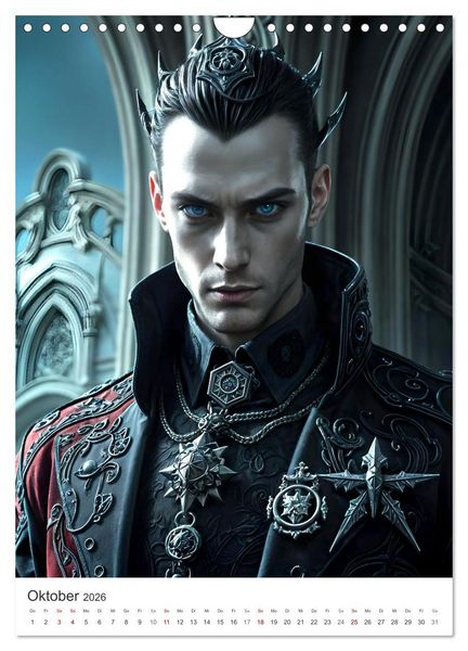 Produktbild: Schatten und Stil - KI M&auml;nner im Gothic Stil (Wandkalender 2026 DIN A4 hoch), CALVENDO Monatskalender