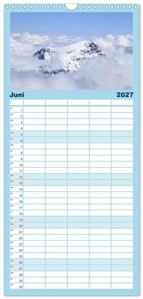 Produktbild: Familienplaner 2027 - Schweizer Berggipfel mit 5 Spalten (Wandkalender, 21 x 45 cm) CALVENDO