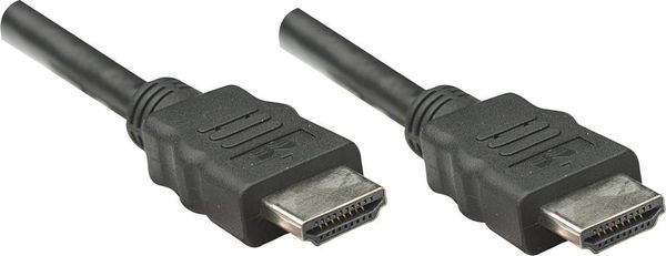 Produktbild: Manhattan HDMI Anschlusskabel HDMI-A Stecker, HDMI-A Stecker 1.00 m Schwarz 323192 Folienschirm, Geflechtschirm HDMI-Kabel
