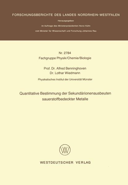 Produktbild: Quantitative Bestimmung der Sekund&auml;rionenausbeuten sauerstoffbedeckter Metalle