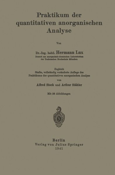 Produktbild: Praktikum der quantitativen anorganischen Analyse