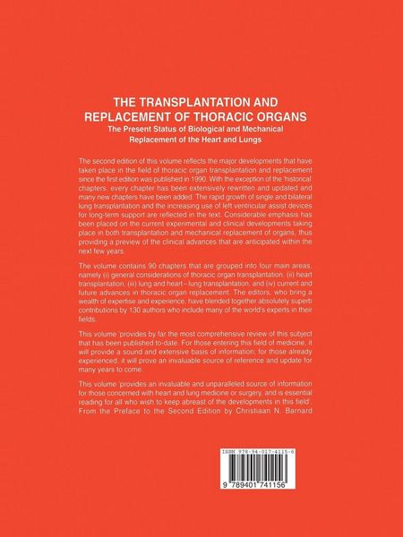 Produktbild: The Transplantation and Replacement of Thoracic Organs