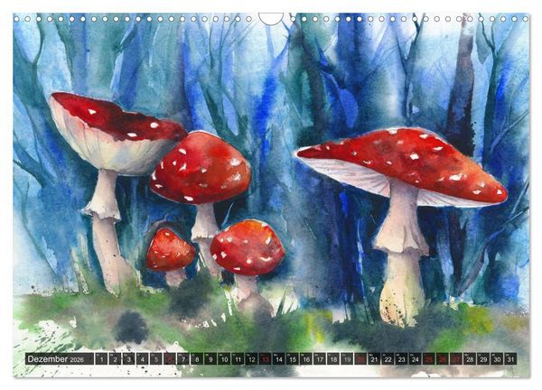 Produktbild: Pilze in Aquarell (Wandkalender 2026 DIN A3 quer), CALVENDO Monatskalender