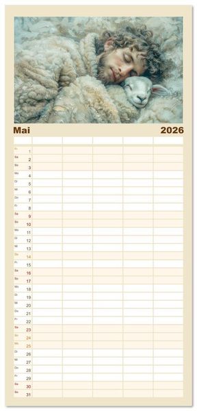 Produktbild: Familienplaner 2026 - Bei den Schafen - Malerische Reise mit 5 Spalten (Wandkalender, 21 x 45 cm) CALVENDO