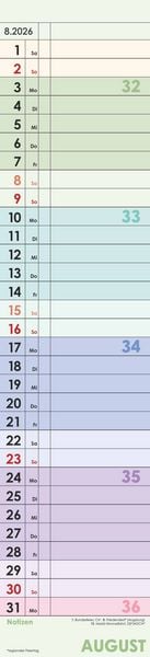 Produktbild: Planer Farbenfroh 2026 - Streifen-Kalender 11,3x49x5 cm - Küchenkalender - Wandplaner - Alpha Edition