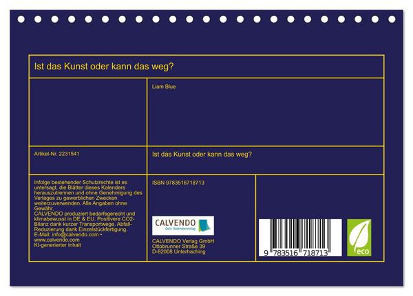 Produktbild: Ist das Kunst oder kann das weg? (Tischkalender 2026 DIN A5 quer), CALVENDO Monatskalender