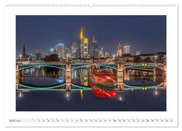 Produktbild: Frankfurt. Die Skyline bei Nacht (hochwertiger Premium Wandkalender 2026 DIN A2 quer), Kunstdruck in Hochglanz