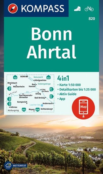 Produktbild: KOMPASS Wanderkarte 820 Bonn, Ahrtal 1:50.000
