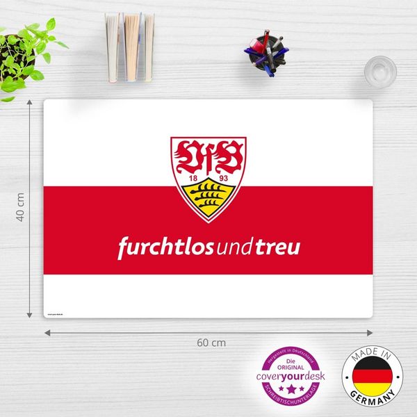 Produktbild: Cover-your-desk Schreibtischunterlage f&uuml;r Kinder und Erwachsene VfB Stuttgart furchtlos und treu - 60 x 40 cm, aus premium Vinyl