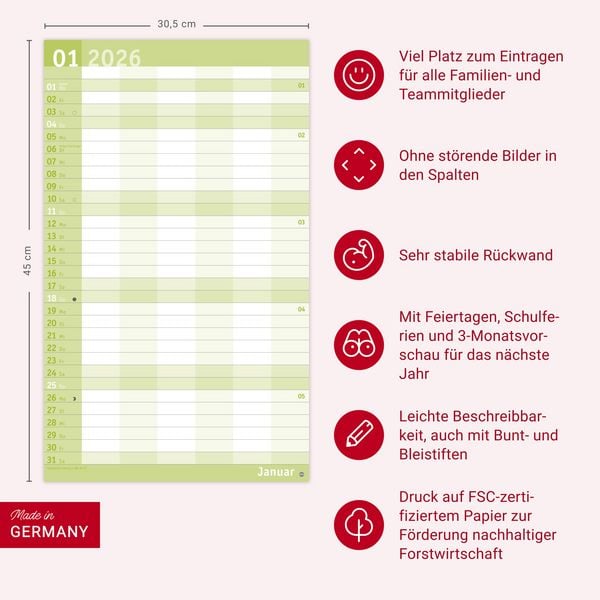 Produktbild: Basic Familienplaner XL 2026