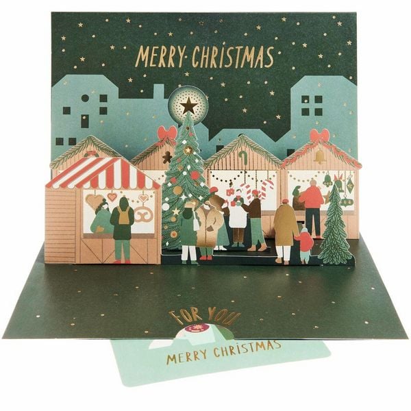 Produktbild: Pop Up Karte f&uuml;r Geldgeschenke, Weihnachtsmarkt, A5/C5 M