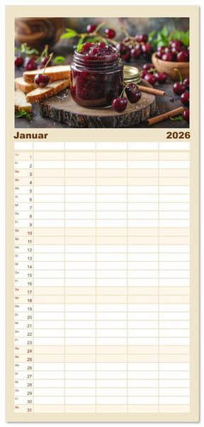 Produktbild: Familienplaner 2026 - Ein Jahr im Paradies der Konfit&uuml;ren mit 5 Spalten (Wandkalender, 21 x 45 cm) CALVENDO