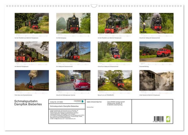 Produktbild: Schmalspurbahn Dampflok Bieberlies (Wandkalender 2026 DIN A2 quer), CALVENDO Monatskalender