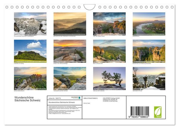 Produktbild: Wundersch&ouml;ne S&auml;chsische Schweiz (Wandkalender 2026 DIN A4 quer), CALVENDO Monatskalender