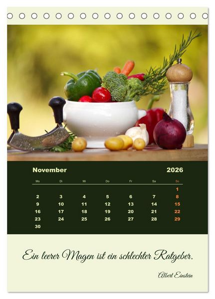 Produktbild: Vegan Ern&auml;hrt - frisches Gem&uuml;se und Obst auf den Tisch (Tischkalender 2026 DIN A5 hoch), CALVENDO Monatskalender