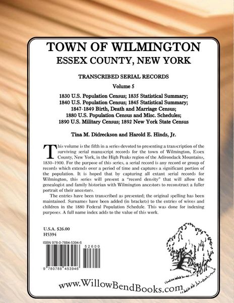 Produktbild: Town of Wilmington, Essex County, New York Transcribed Serial Records, Volume 5