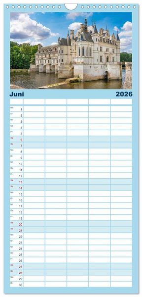 Produktbild: Familienplaner 2026 - Ch&acirc;teaux. Im Tal der Loire mit 5 Spalten (Wandkalender, 21 x 45 cm) CALVENDO