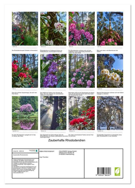 Produktbild: Zauberhafte Rhododendren (hochwertiger Premium Wandkalender 2026 DIN A2 hoch), Kunstdruck in Hochglanz