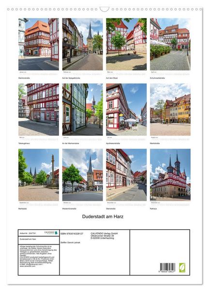 Produktbild: Duderstadt am Harz (Wandkalender 2026 DIN A2 hoch), CALVENDO Monatskalender