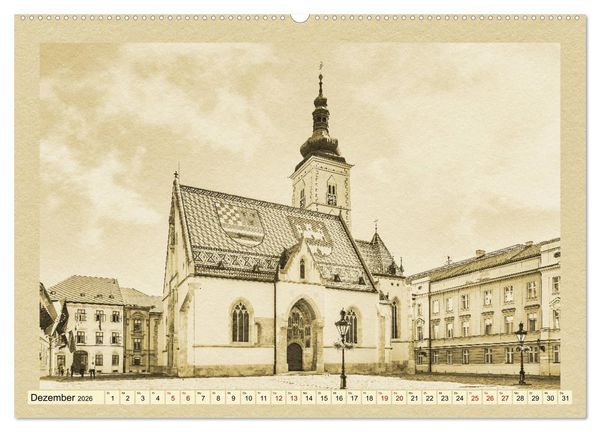 Produktbild: Zagreb &ndash; Ein Kalender im Zeitungsstil (Wandkalender 2026 DIN A2 quer), CALVENDO Monatskalender