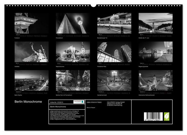 Produktbild: Berlin Monochrome (hochwertiger Premium Wandkalender 2026 DIN A2 quer), Kunstdruck in Hochglanz