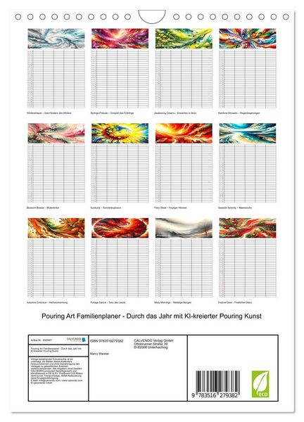 Produktbild: Pouring Art Familienplaner - Durch das Jahr mit KI-kreierter Pouring Kunst (Wandkalender 2026 DIN A4 hoch), CALVENDO Monatskalender