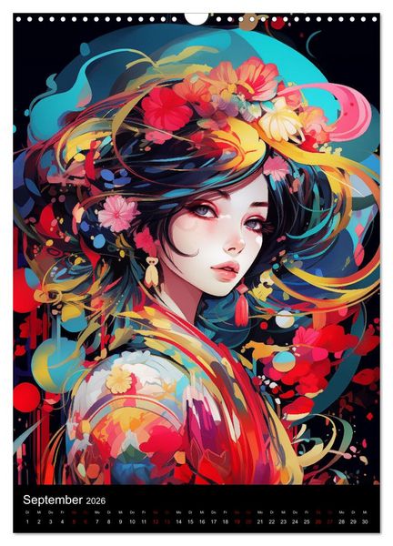Produktbild: Manga Flower Girls (Wandkalender 2026 DIN A3 hoch), CALVENDO Monatskalender