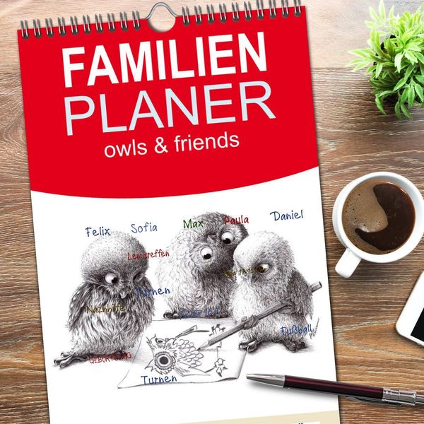 Produktbild: Familienplaner 2026 - owls & friends 2026 mit 5 Spalten (Wandkalender, 21 x 45 cm) CALVENDO