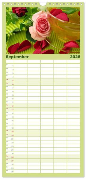 Produktbild: Familienplaner 2026 - Momente zum Innehalten mit 5 Spalten (Wandkalender, 21 x 45 cm) CALVENDO