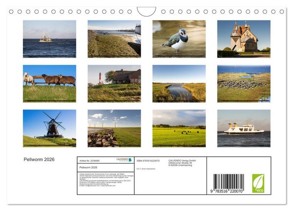 Produktbild: Pellworm 2026 (Wandkalender 2026 DIN A4 quer), CALVENDO Monatskalender