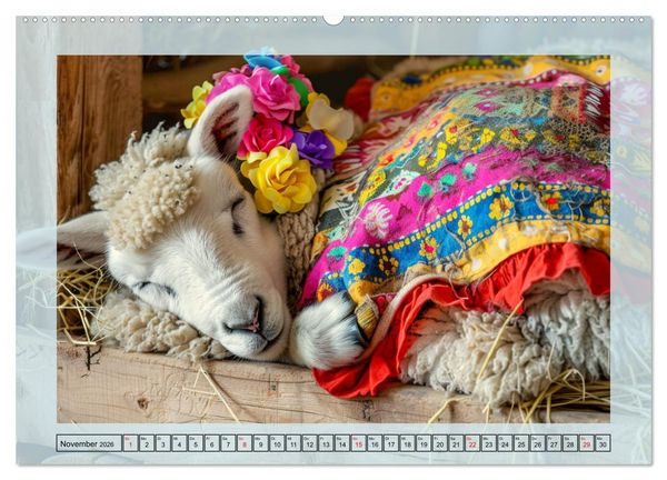 Produktbild: Bunter Schafschick. Flauschige Trendsetter zum verlieben (hochwertiger Premium Wandkalender 2026 DIN A2 quer), Kunstdruck in Hochglanz