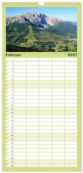 Produktbild: Familienplaner 2027 - Wandern im Rosengarten und Latemar mit 5 Spalten (Wandkalender, 21 x 45 cm) CALVENDO