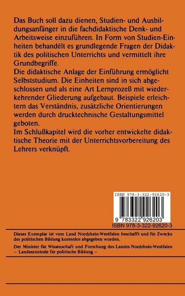 Produktbild: Einf&uuml;hrung in die Didaktik des politischen Unterrichts