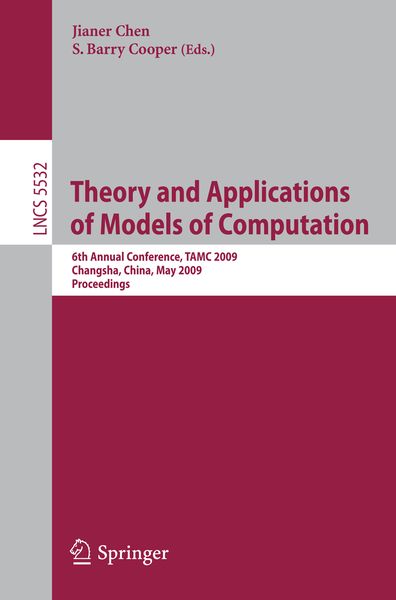 Produktbild: Theory and Applications of Models of Computation