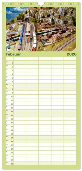 Produktbild: Familienplaner 2026 - Retro Modellbahnanlagen mit 5 Spalten (Wandkalender, 21 x 45 cm) CALVENDO