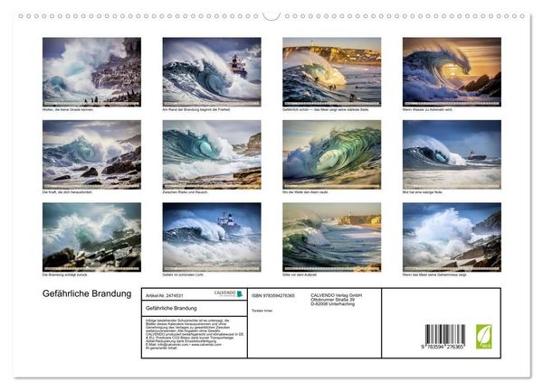 Produktbild: Gef&auml;hrliche Brandung (hochwertiger Premium Wandkalender 2027 DIN A2 quer), Kunstdruck in Hochglanz