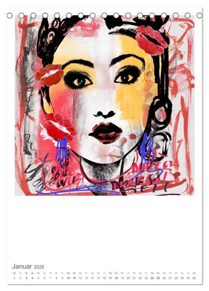 Produktbild: POP UP GIRLS Art Portr&auml;ts by Ulrike Langen (Tischkalender 2026 DIN A5 hoch), CALVENDO Monatskalender