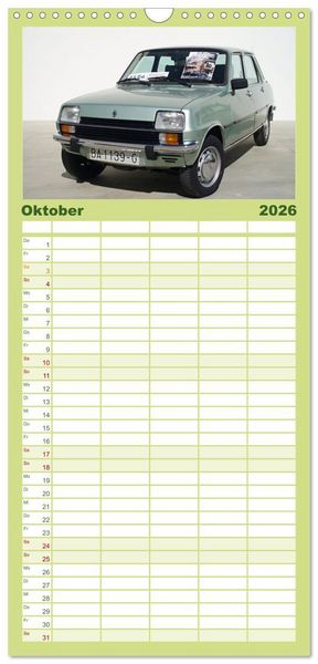 Produktbild: Familienplaner 2026 - Automobile Tr&auml;ume der 70er mit 5 Spalten (Wandkalender, 21 x 45 cm) CALVENDO