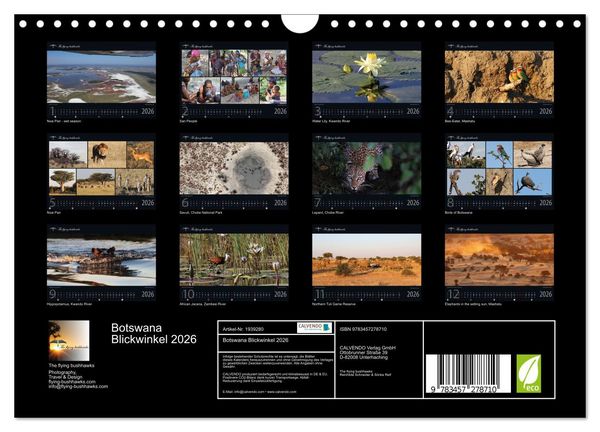 Produktbild: Botswana Blickwinkel 2026 (Wandkalender 2026 DIN A4 quer), CALVENDO Monatskalender